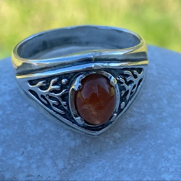 Celtic Tree Ring Sterling Silver Natural Sunstone - Picture 14 of 15